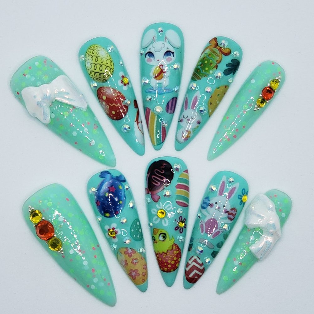 Long Stiletto Gel Press on Nails